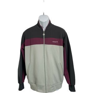 VTG Adidas Mens Jacket Size Large Full Zip Activewear Zip Pockets Banded Hem